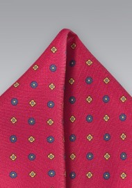 Crimson Red Floral Pocket Square