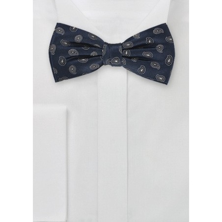 PreTied Navy Blue Paisley Bow Tie
