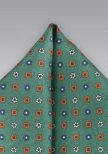 Silk Pocket Square in British Racing Green