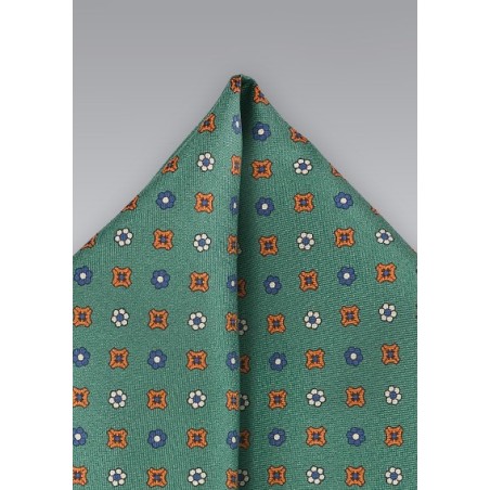 Silk Pocket Square in British Racing Green