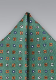 Silk Pocket Square in British Racing Green