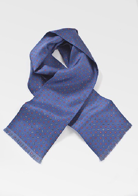 Floral Patterned Scarf in Classic Blue