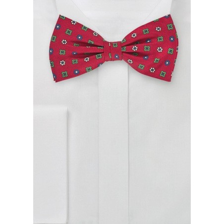 Retro Patterned Bow Tie in Autumn Red