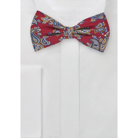 Paisley Patterned Bow Tie in Crimson Red