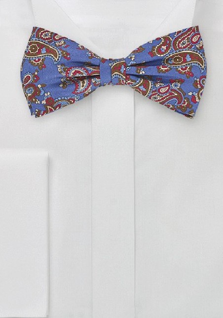 Paisley Patterned Bow Tie in Blues and Browns