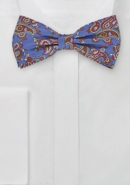 Paisley Patterned Bow Tie in Blues and Browns