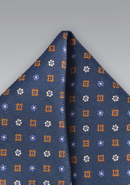 Silk Pocket Square in Dark Blue