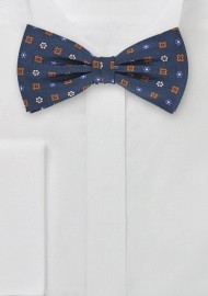 Dapper Navy Blue Bow Tie with Orange Accents