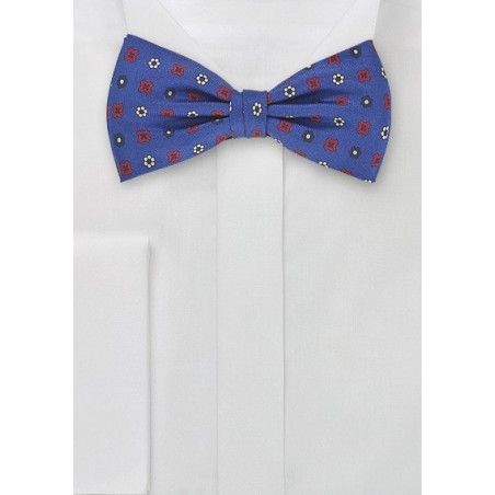Retro Floral Bowtie in Nautical Blue