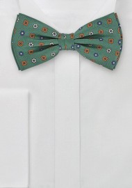 Mens Patterned Bow Tie in British Green