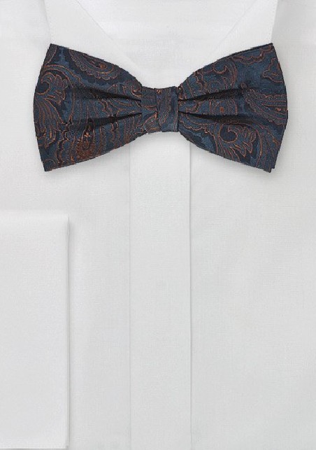 Ornate Paisley Bow Tie in Midnight Blue