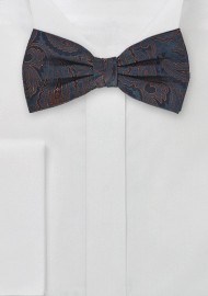 Ornate Paisley Bow Tie in Midnight Blue