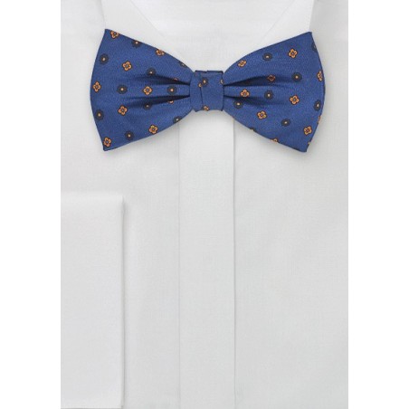 Contemporary Patterned Bow Tie in Blues and Oranges