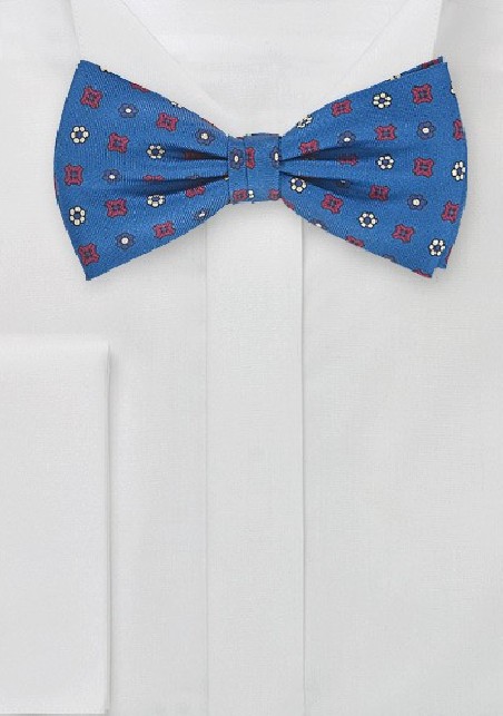 Retro Floral Tie in Victoria Blue