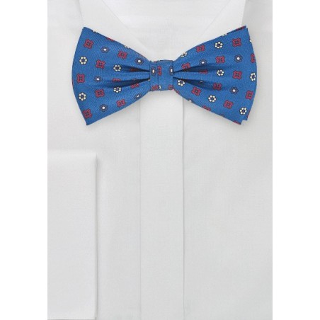 Retro Floral Tie in Victoria Blue