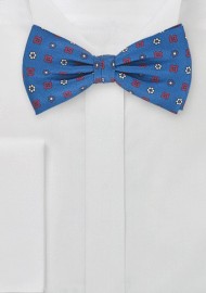 Retro Floral Tie in Victoria Blue
