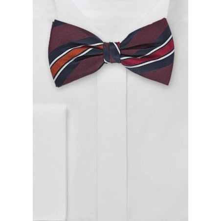Striped Bow Tie in Merlots and Navys