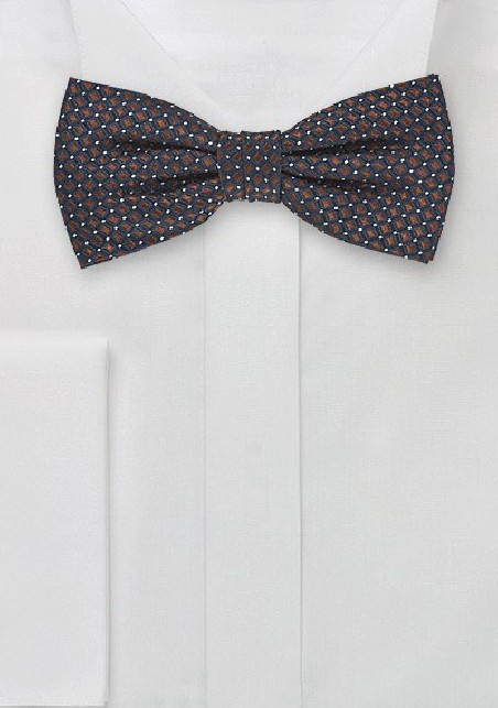 Navy Blue and Bronze Pre-Tied Bow Tie