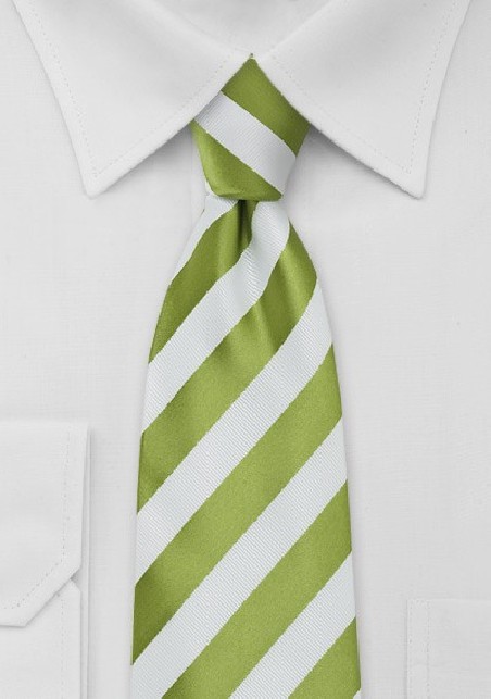 Kids Bright Green and White Striped Tie
