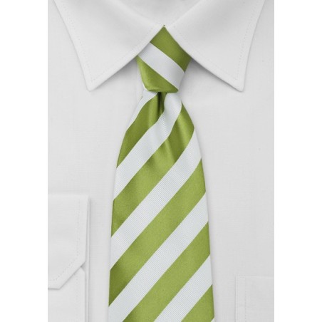 Kids Bright Green and White Striped Tie