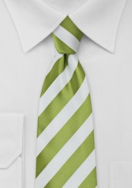 Kids Bright Green and White Striped Tie