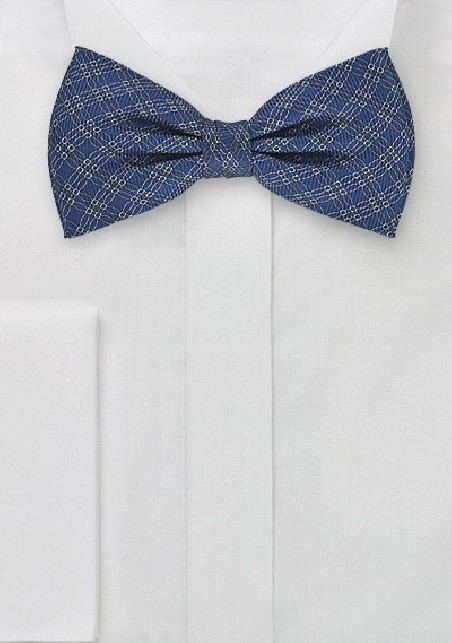 Microplaid Silk Bow Tie in Navy Blue
