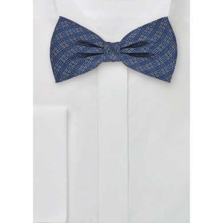 Microplaid Silk Bow Tie in Navy Blue