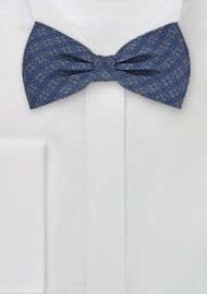 Microplaid Silk Bow Tie in Navy Blue