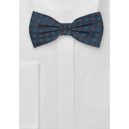 Silk Bow Tie in Dark Aqua-Blue