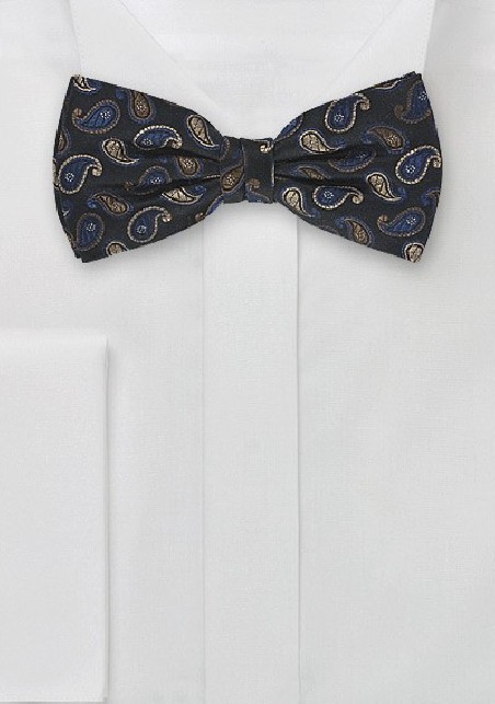 Modern Paisley Design in Blue, Copper, and Gold