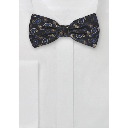 Modern Paisley Design in Blue, Copper, and Gold