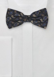Modern Paisley Design in Blue, Copper, and Gold