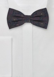 Midnight Blue Bow Tie with Plum Accents