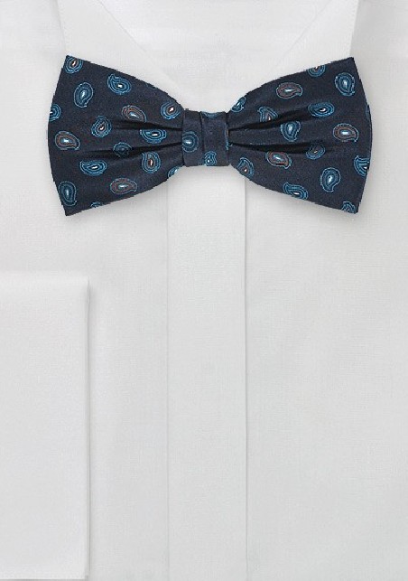 Teardrop Patterned Silk Bow Tie