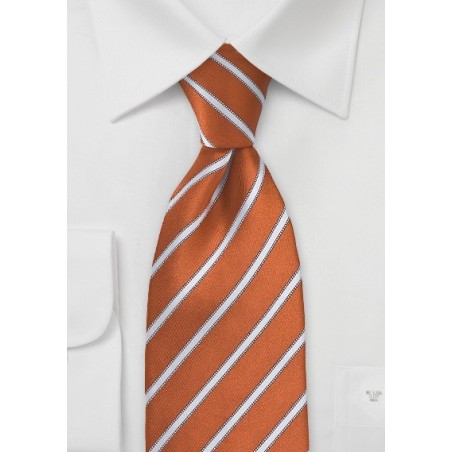 Burnt Orange and White Tie in Extra Long