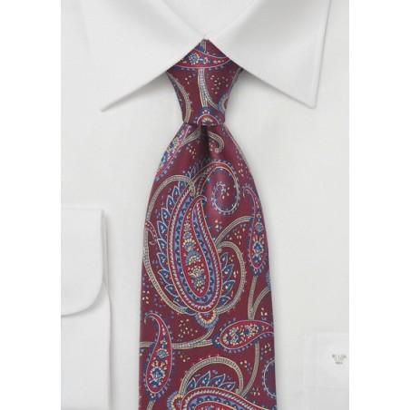 Burgundy Paisley Patterned Tie