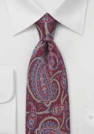 Burgundy Paisley Patterned Tie