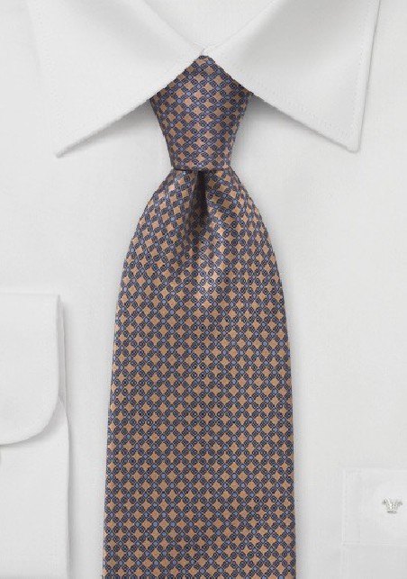 Grid Patterned Tie in Browns and Blues