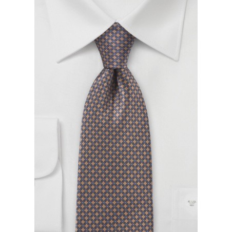 Grid Patterned Tie in Browns and Blues