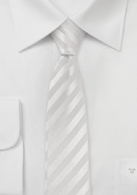 Striped White Skinny Tie