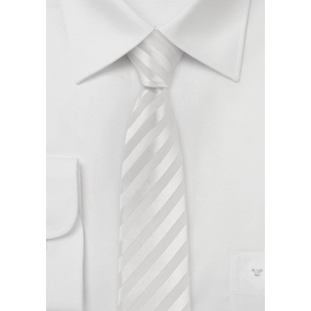 Striped White Skinny Tie