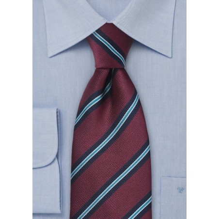 Burgundy Striped XL Length Regimental Tie