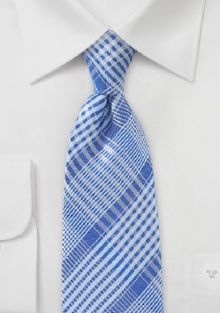 Modern Glen Check Tie in Sky Blue