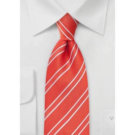 Bright Red Striped Tie With Texture