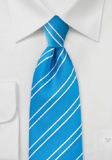 Mermaid Blue and White Striped Tie