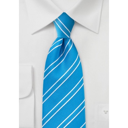 Mermaid Blue and White Striped Tie