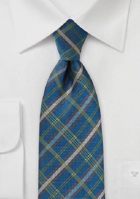 Men's Plaid Tie in Peacock and Browns