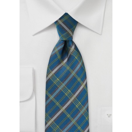 Men's Plaid Tie in Peacock and Browns