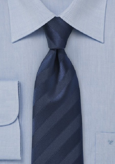 Classic Striped Navy Blue Necktie