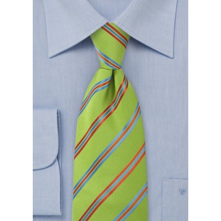 Striped Pea Green Tie